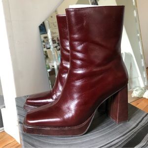 Jeffrey Campbell Wine Maroon Ankle Boots